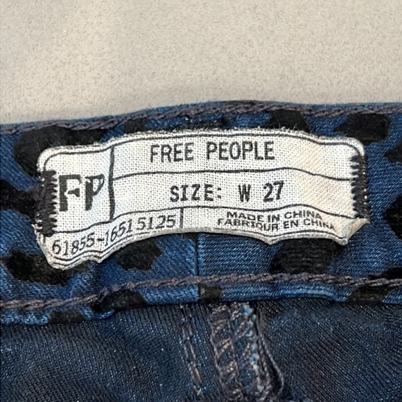 Free People Blue & Black Velvet Animal Print Jeans - Picture 5 of 6